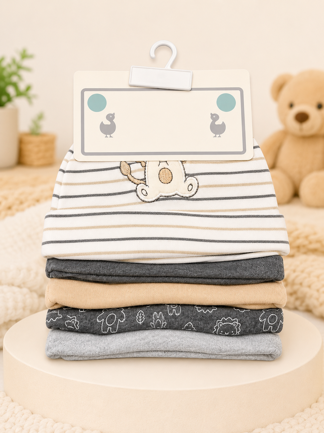 Pack of 5 Baby Caps – Soft Comfort for Your Little One