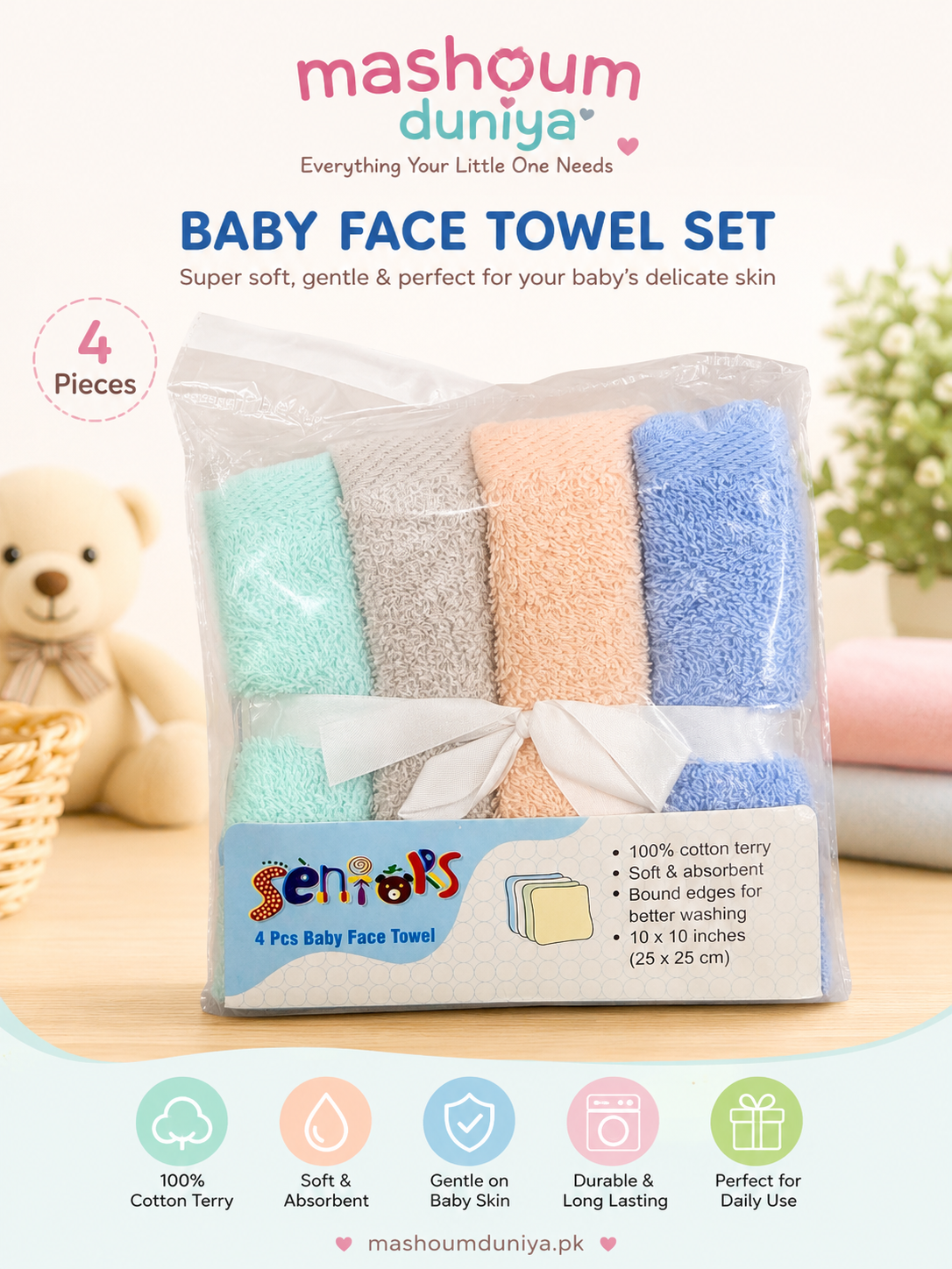 Baby face towel set 4pcs