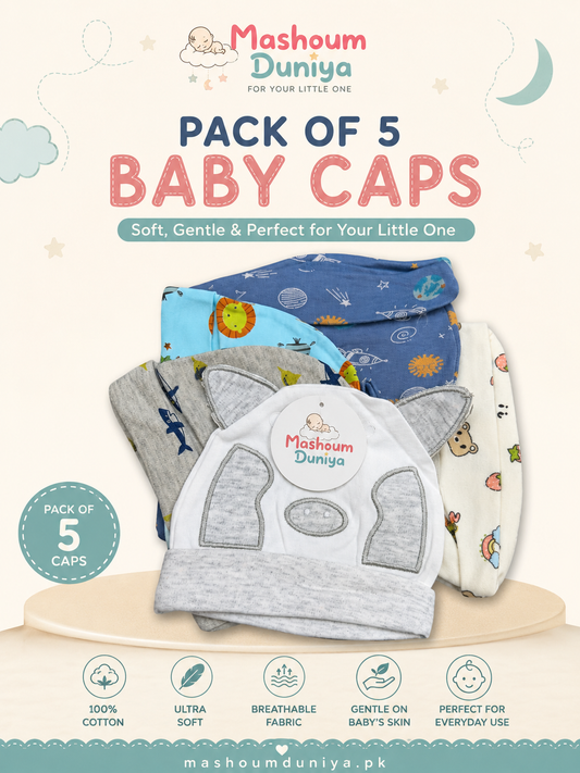 Pack of 5 Baby Caps – Soft Comfort for Your Little One