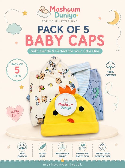 Pack of 5 Baby Caps – Soft Comfort for Your Little One